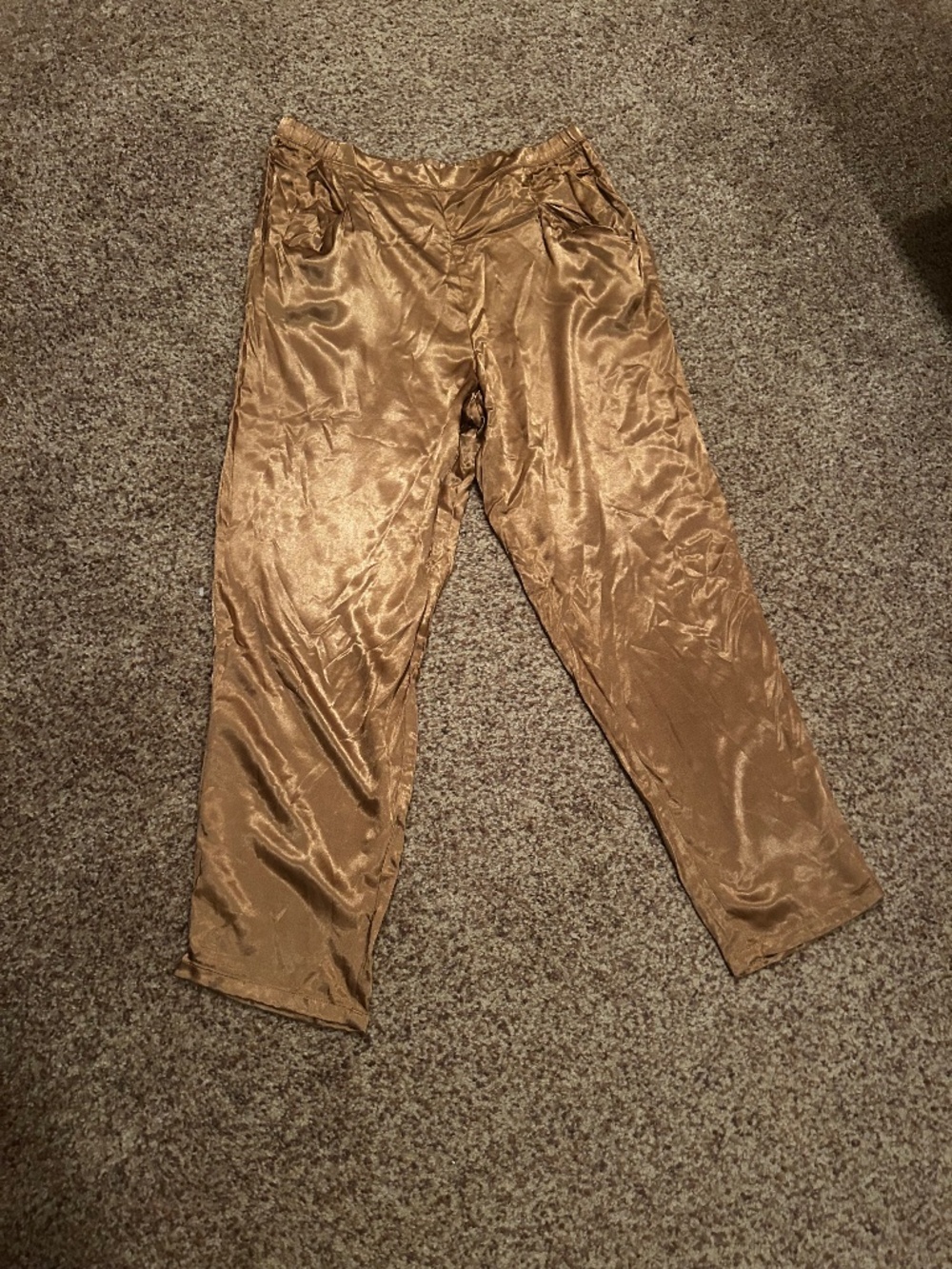 VERSONA copper gold satin silk trouser slacks